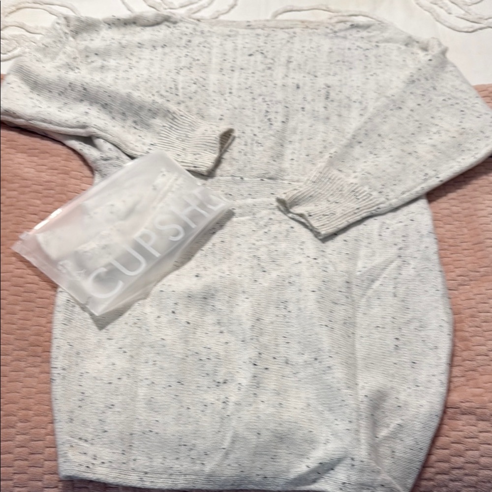 Cupshe Women's Speckled White Sweater Dress